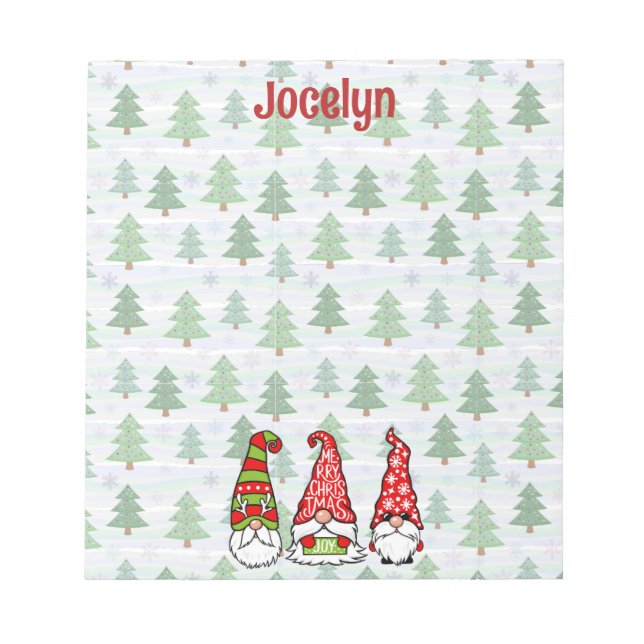 Personalized Christmas Gnome Notepad (Front)