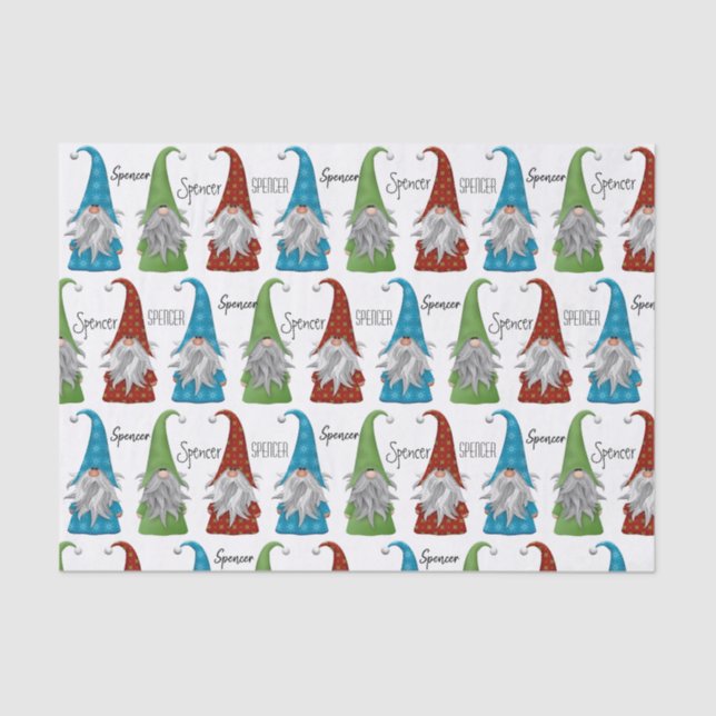 Personalized Christmas Gnomes Tissue Paper Sheets (Front)