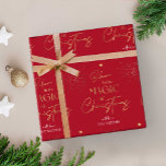 Personalized Christmas Gold Calligraphy Name Red Wrapping Paper<br><div class="desc">Complete your Christmas gifts with a personalised elegant Christmas wrapping paper. This luxurious red and gold Holiday Gift Wrapping Paper includes gold effect calligraphy Christmas Tree design,  gold glitter with modern script font with a space for your family name.</div>