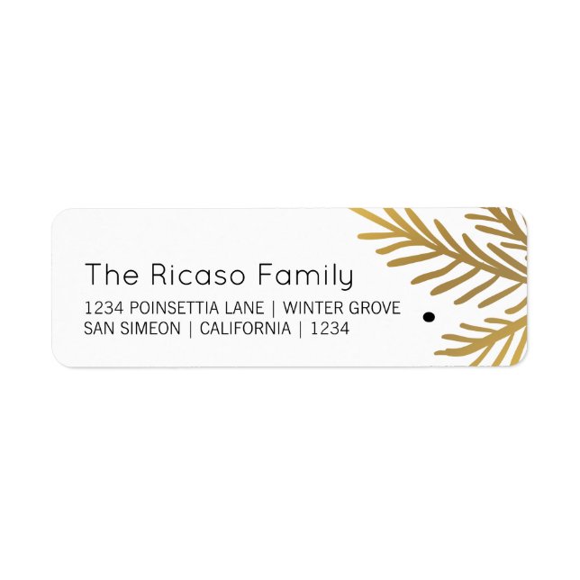 Personalized Christmas Gold Winter Foliage Label (Front)