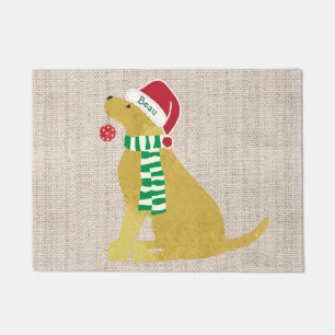 Personalized Christmas Golden Retriever Holiday Doormat