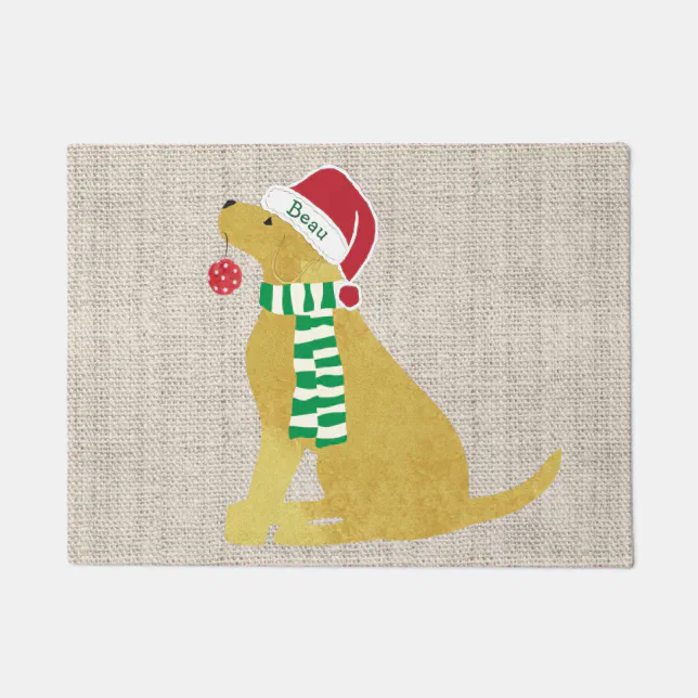 Personalized Christmas Golden Retriever Holiday Doormat | Zazzle