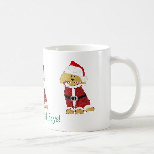 Personalized Christmas Goldendoodle Santa Claus Coffee Mug