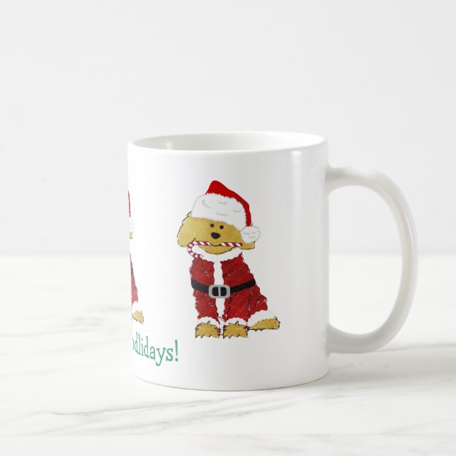 Personalized Christmas Goldendoodle Santa Claus Coffee Mug (Right)