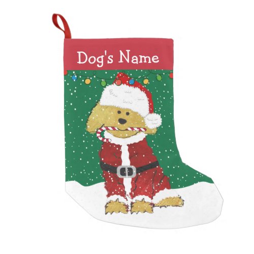 Personalized Christmas Goldendoodle Santa Claus Small Christmas Stocking
