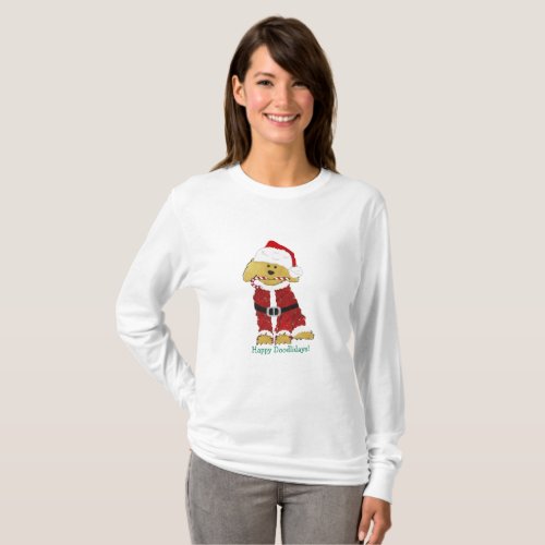 Personalized Christmas Goldendoodle Santa Claus T_Shirt
