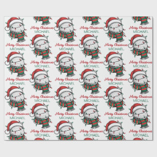 Personalized Christmas Golf Ball  With Santa Hat Wrapping Paper