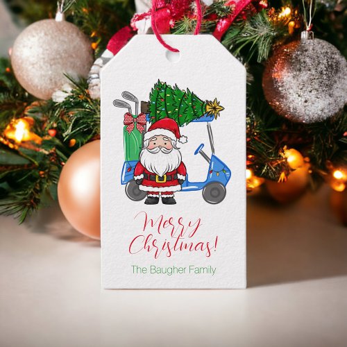 Personalized Christmas Golf Cart Santa Tree Gift Tags