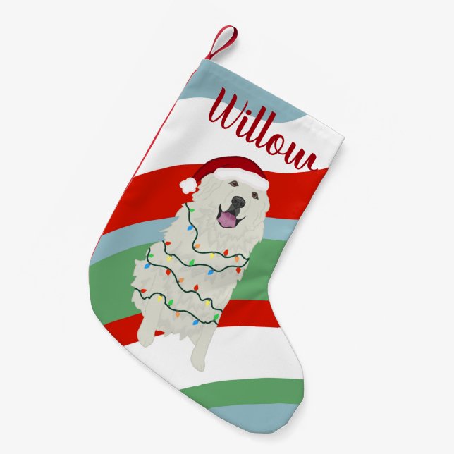 Personalized Christmas Great Pyrenees Small Christmas Stocking (Front (Hanging))
