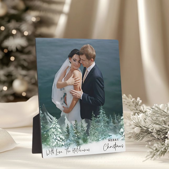 Personalized Christmas Green Pine Forest Photo Plaque (Creator Uploaded)