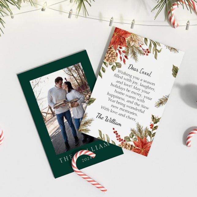 Personalized Christmas Greeting Emerald Green Card (Creator Uploaded)