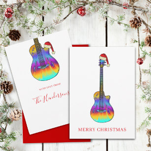Personalized Christmas Guitar cool Psychedelic Holiday Card