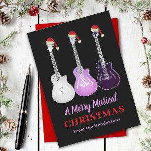 Personalized Christmas Guitar Music Holiday Card