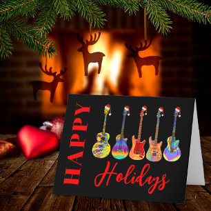 Personalized Christmas Guitars Happy Holidays Holiday Card