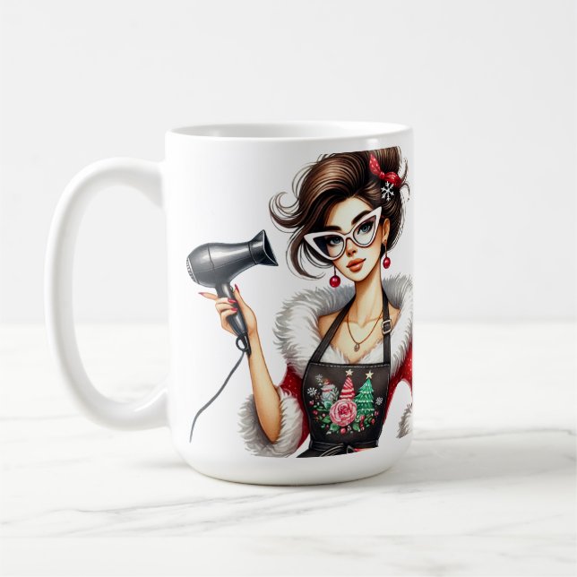 Personalized Christmas Hairdresser Coffee Mug (Left)