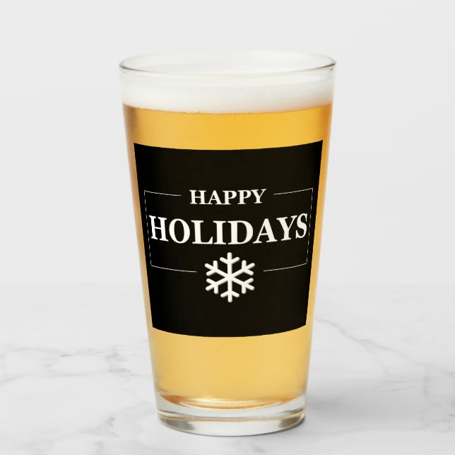 Personalized Christmas Happy Holiday Custom Gift  Glass (Front Filled)