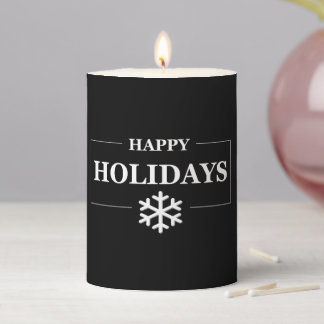 Personalized Christmas Happy Holiday Custom Gift Pillar Candle