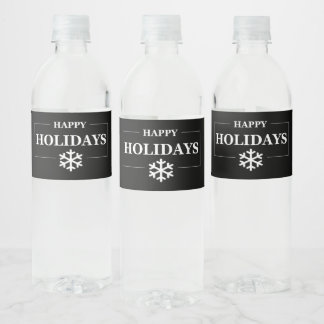 Personalized Christmas Happy Holiday Custom Gift Water Bottle Label
