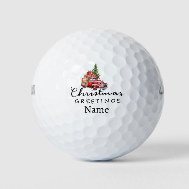 Personalized Christmas Happy Holiday Golf Balls (Front)