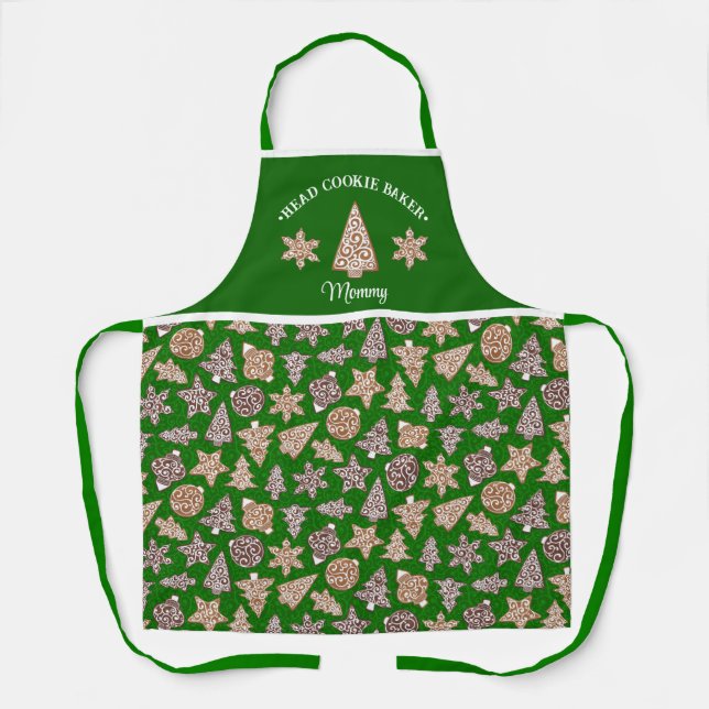 Personalized Christmas Head Cookie Baker Custom Apron (Front)