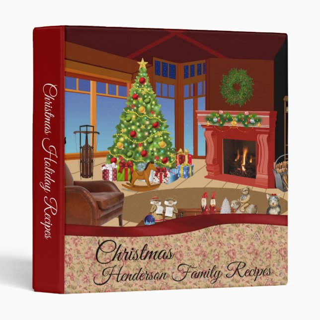 Personalized Christmas Holday Recipe 3 Ring Binder (Front/Spine)