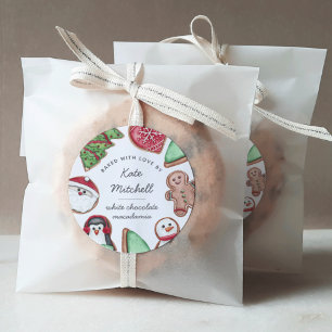 Personalized Christmas Holiday Cookie Baking Classic Round Sticker
