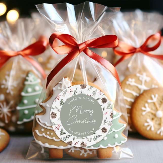 Personalized Christmas Holiday Cookie Baking  Classic Round Sticker (Creator Uploaded)