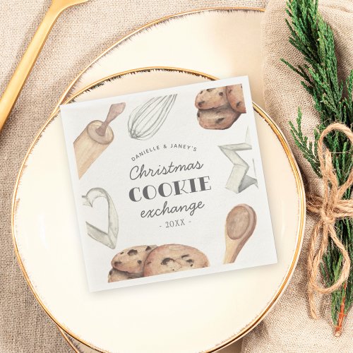 Personalized Christmas Holiday Cookie Exchange Napkins