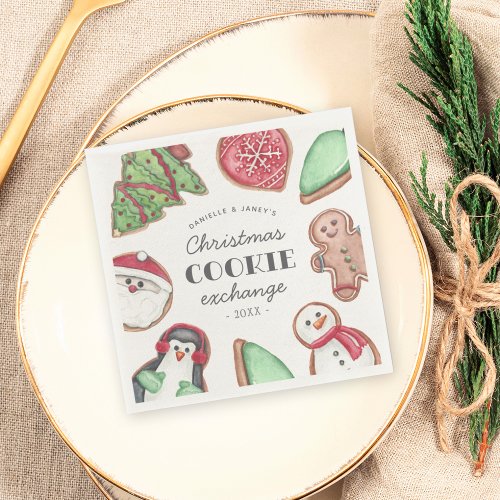 Personalized Christmas Holiday Cookie Swap Party Napkins