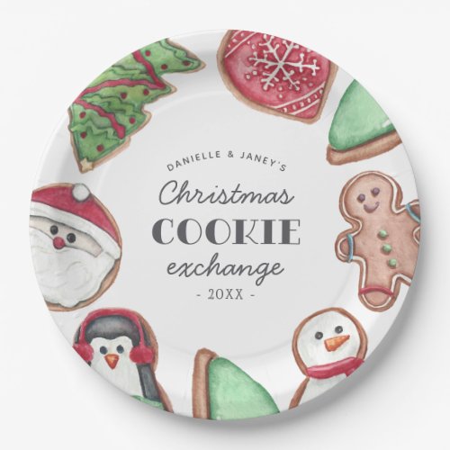 Personalized Christmas Holiday Cookie Swap Party Paper Plates