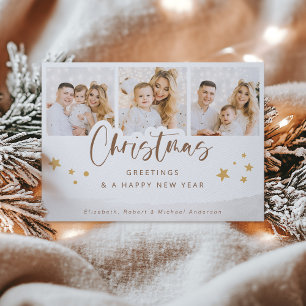 Personalized Christmas Holiday Elegant Whimsical Letterpress Photo Cards