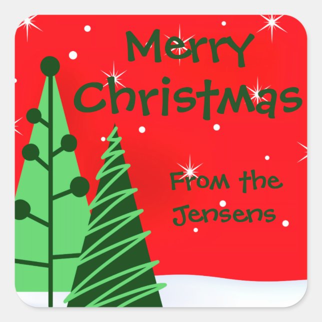 Personalized Christmas Holiday Gift Tag Stickers (Front)