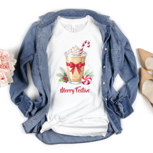 Personalized Christmas Holiday Iced Coffee Latte T-Shirt
