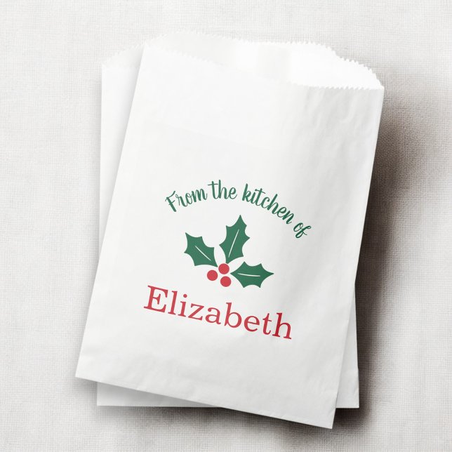 Personalized Christmas Holiday Kitchen Holly Berry Favor Bag (Creator Uploaded)
