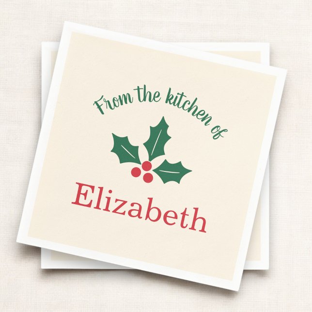 Personalized Christmas Holiday Kitchen Holly Berry Napkins (Creator Uploaded)