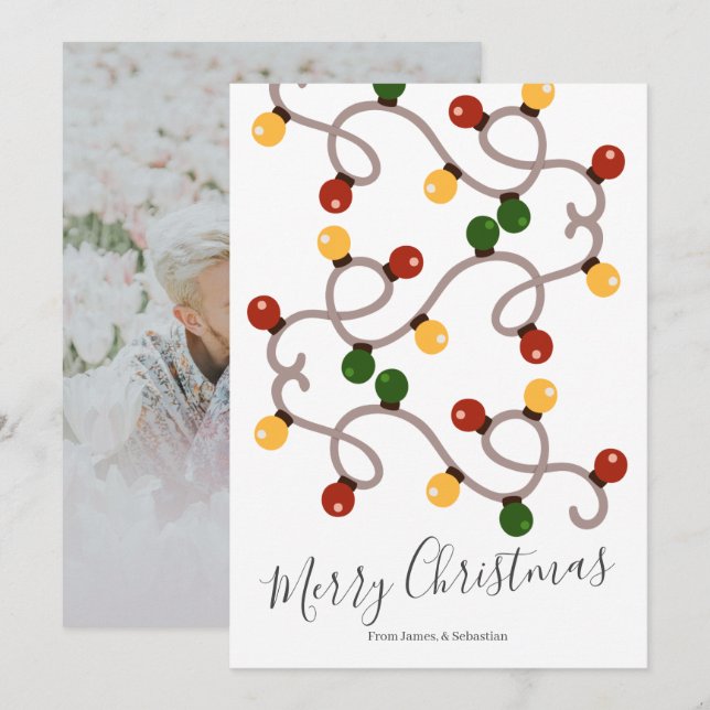 Personalized Christmas Holiday Lights Photo Card (Front/Back)