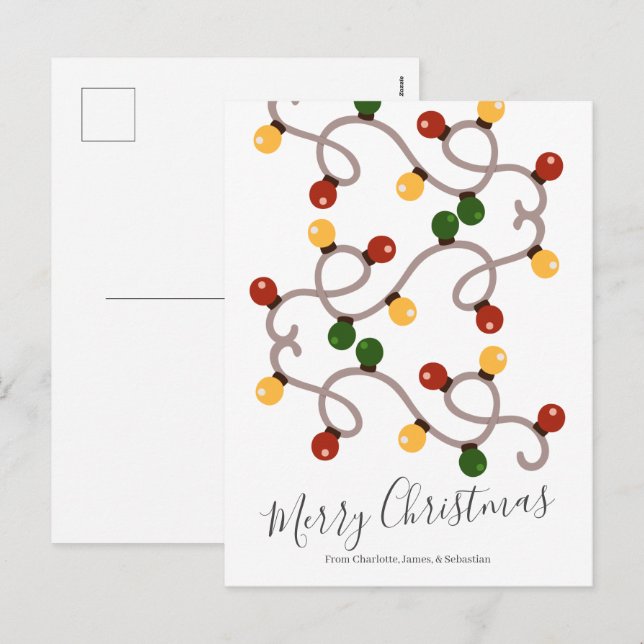 Personalized Christmas Holiday Lights Postcard (Front/Back)