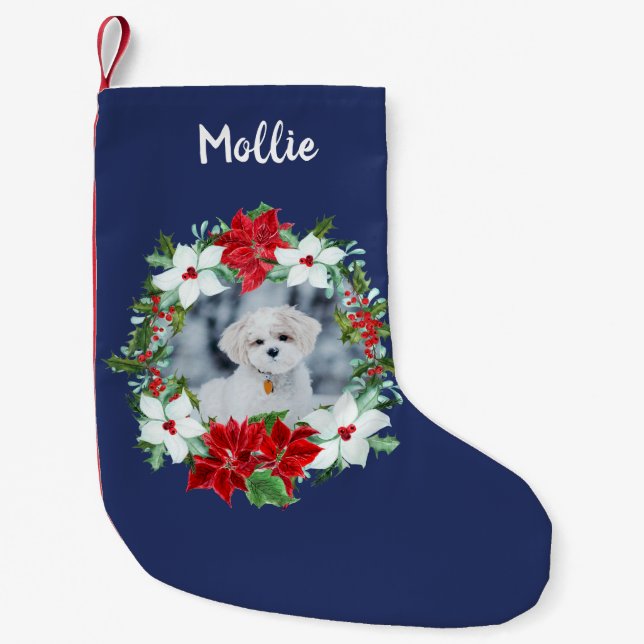Personalized Christmas | Holiday Pet Photo Small Christmas Stocking (Front)