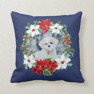 Personalized Christmas Holiday Pet Photo Throw Pillow