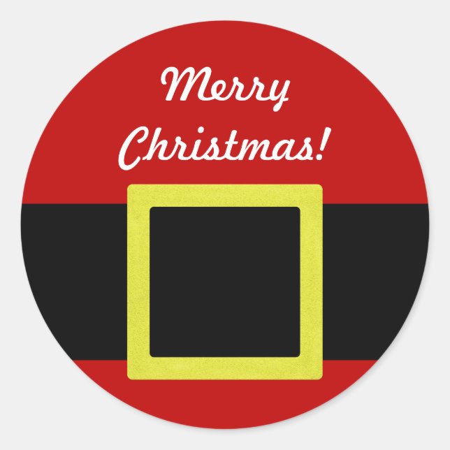 Personalized | Christmas Holiday | Santa's Belt Classic Round Sticker (Front)