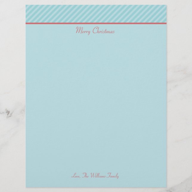 Personalized Christmas Holiday Stationary Paper (Front)