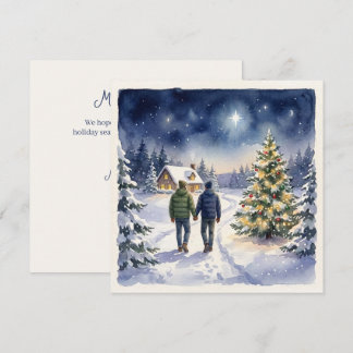 Personalized Christmas Holiday Two Men Gay Card