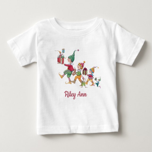 Personalized Christmas Holiday White Baby T-Shirt (Front)