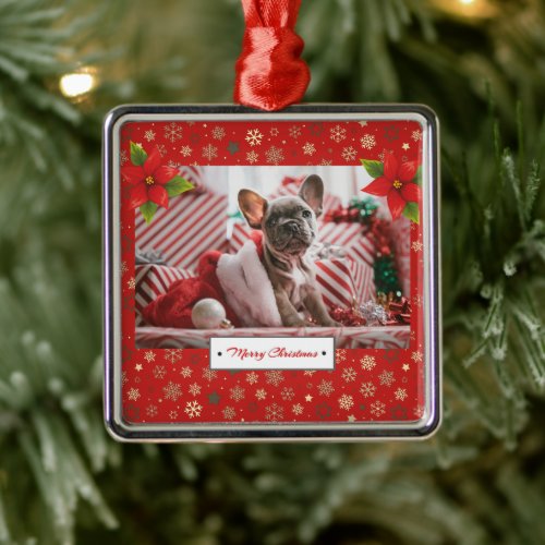 Personalized Christmas Holidays Photo Metal Ornament