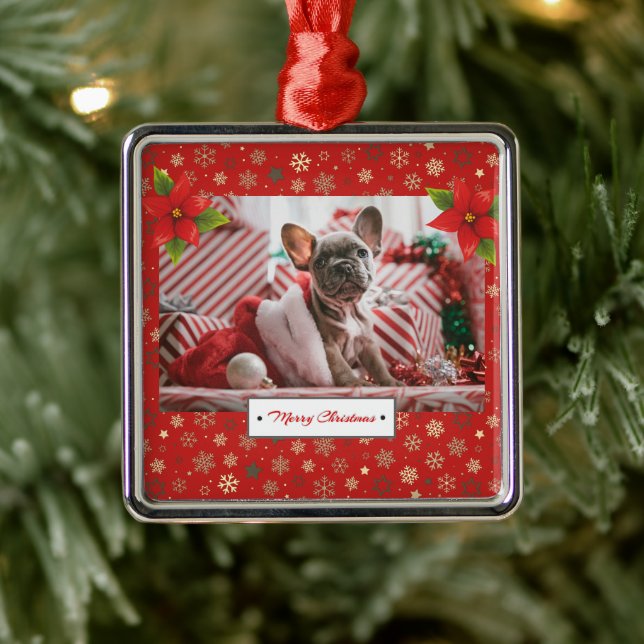 Personalized Christmas Holidays Photo Metal Ornament (Tree)