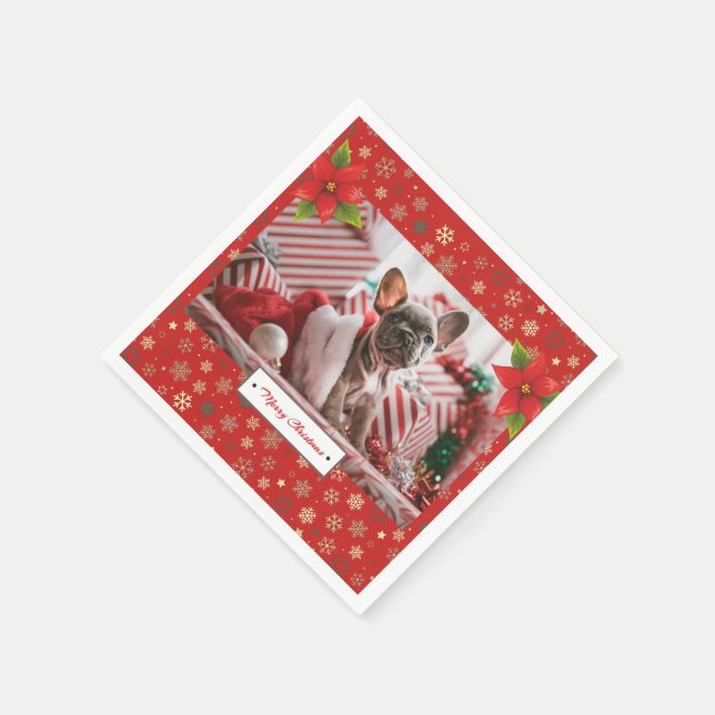 Personalized Christmas Holidays Photo Napkins (Corner)
