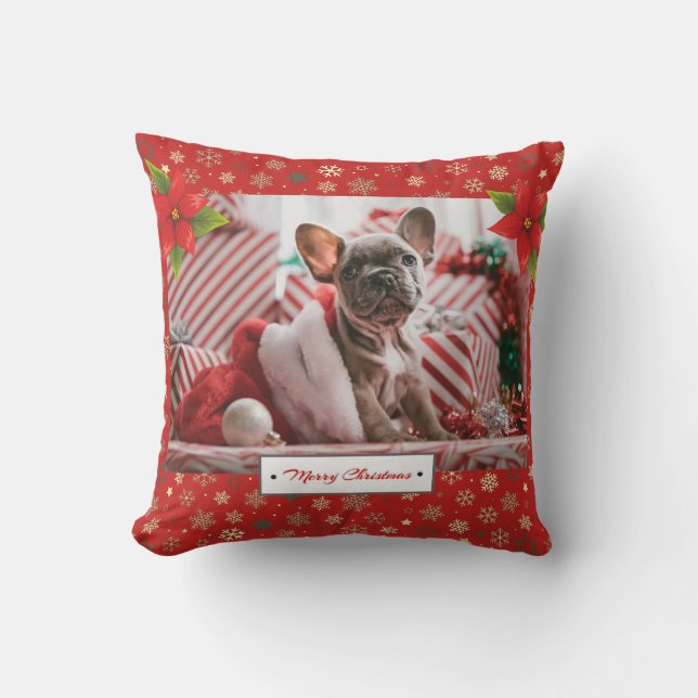Personalized Christmas Holidays Photo Throw Pillow (Front)
