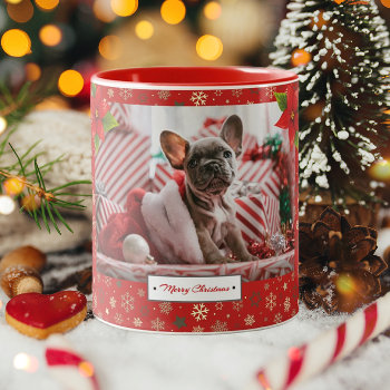 Personalized Christmas Holidays Photo Two-tone Coffee Mug by ChristmaSpirit at Zazzle