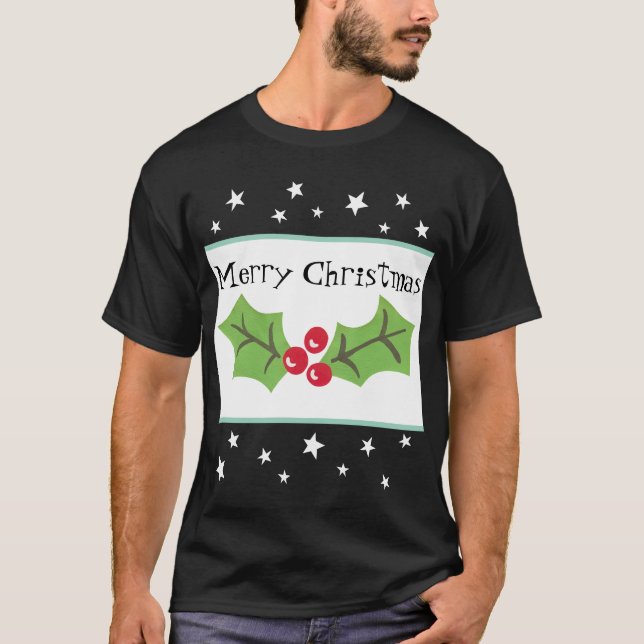 Personalized Christmas Holly & Berries T-Shirt (Front)