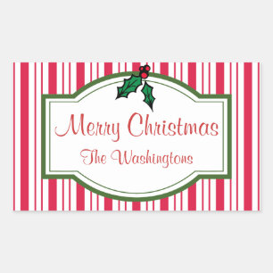 Personalized Christmas Holly Gift Tag Stickers